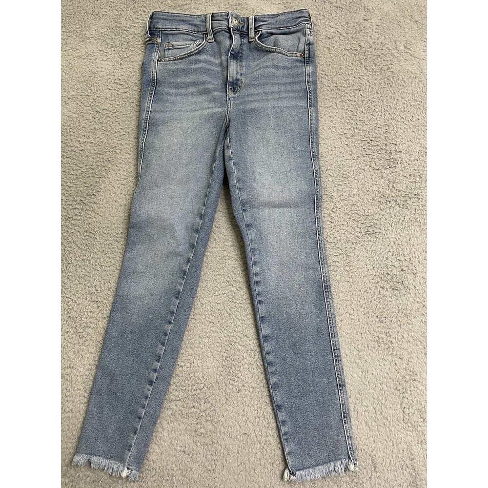 We The Free People Jeans Size 28 High Rise Skinny Blue Stretch Raw Hem Ankle
